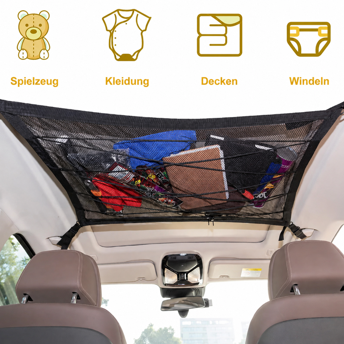 DachStauraum – Doppellagiges Auto-Dachnetz
