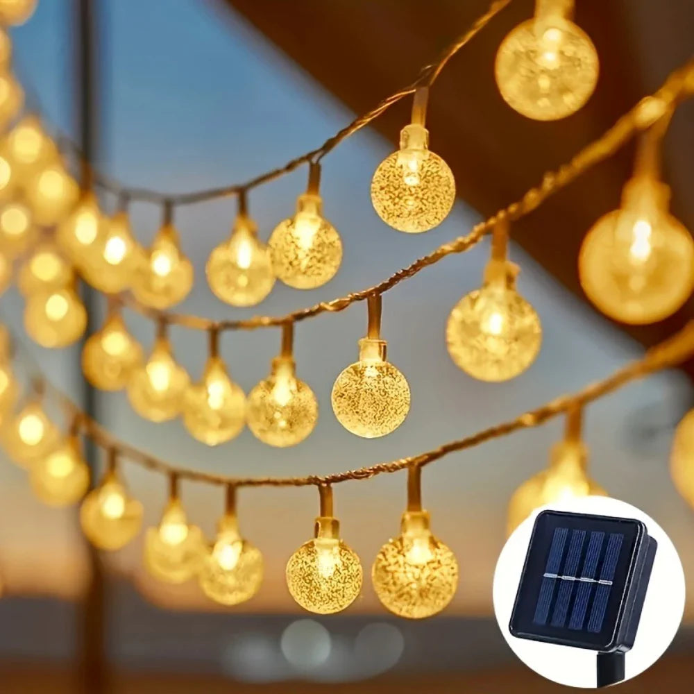 Solar LED-Lichterkette mit Kristallkugeln