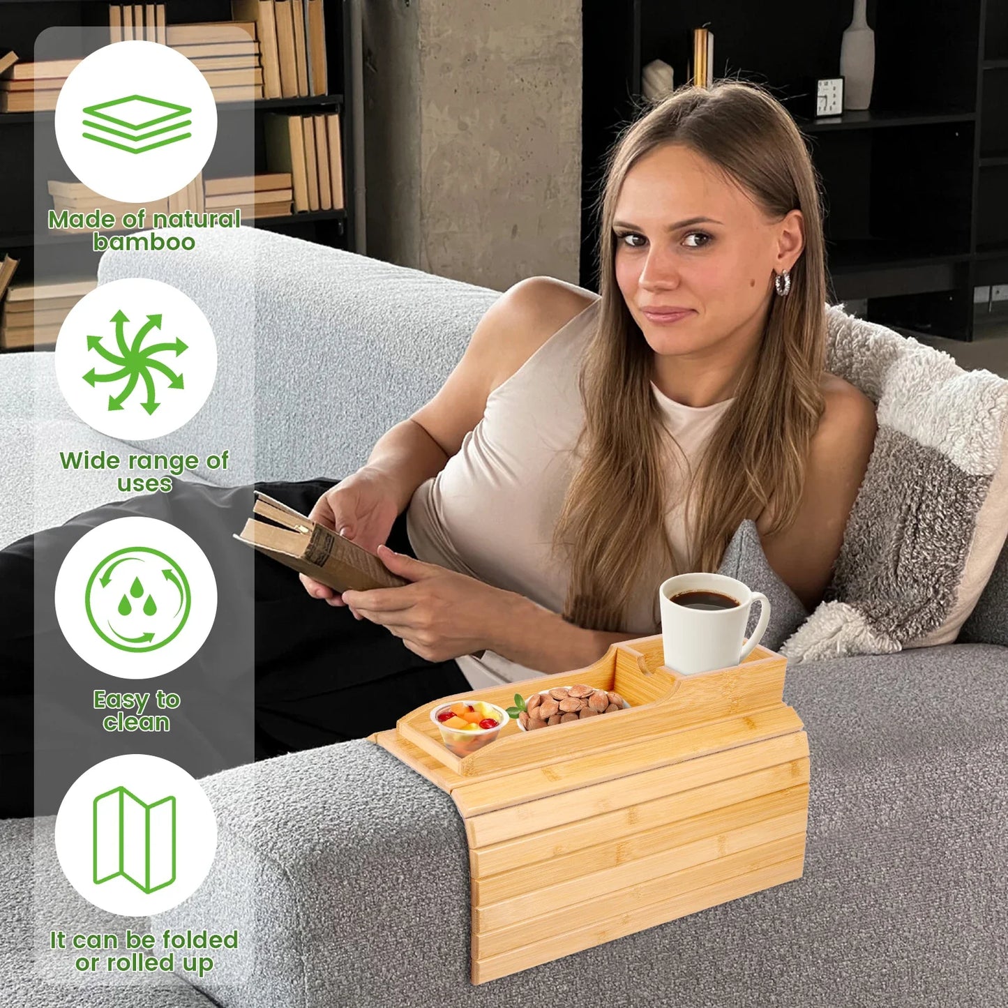 Klappbares Sofa Tablett aus Bambus