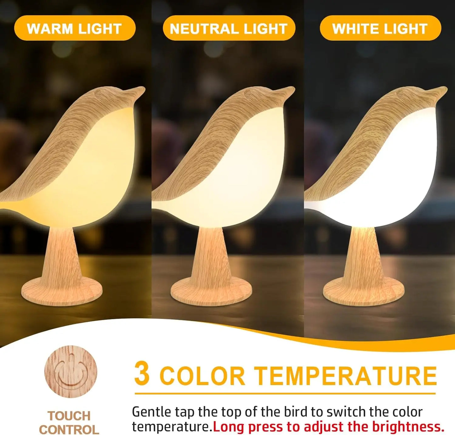 Vogel LED-Tischlampe mit Touchsteuerung