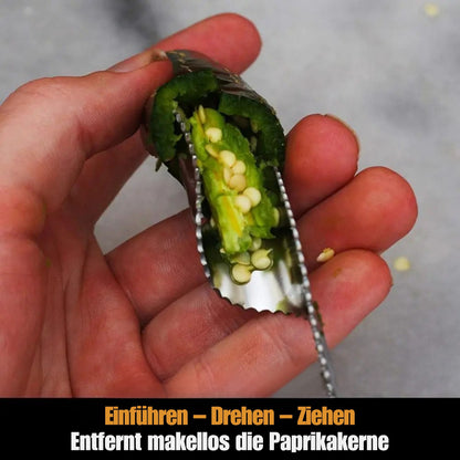 KernPro Edelstahl Entkerner | Gemüse-Entkernungswerkzeug für Jalapeños, Gurken & Zucchini