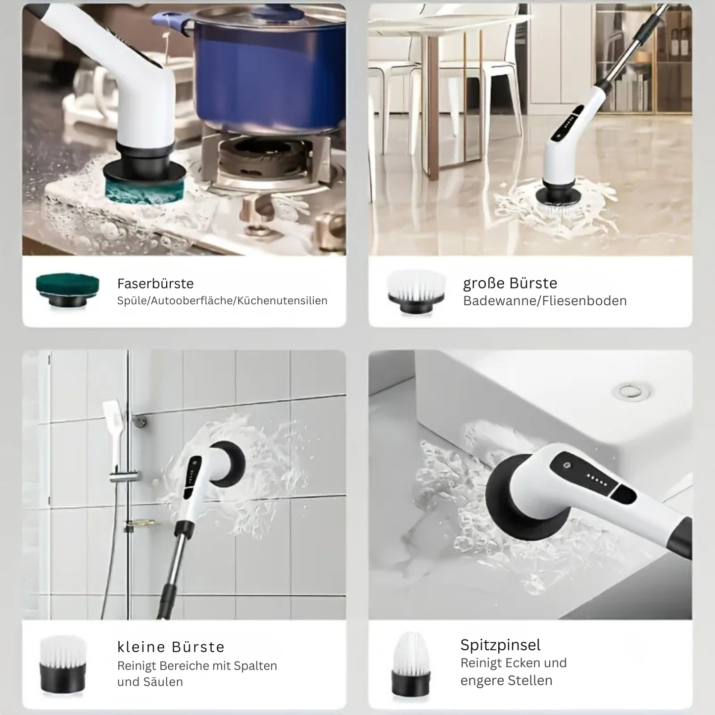 KraftGlanz – 9-in-1 Elektrische Reinigungsbürste