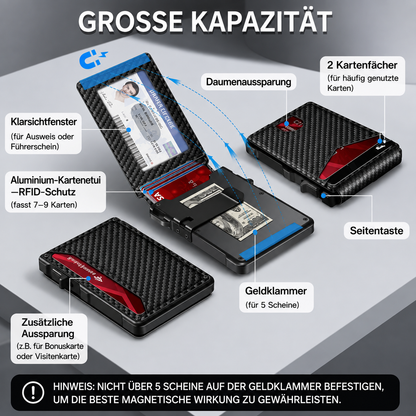 RFID-Kartenetui mit Pop-up-Funktion und Geldklammer