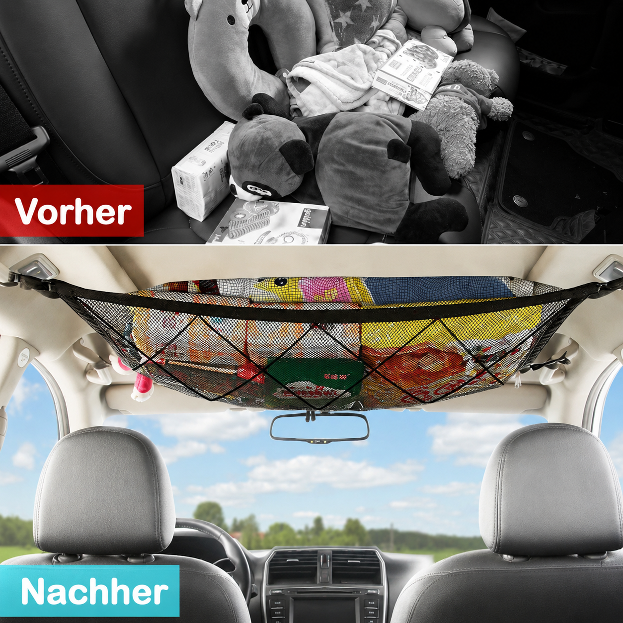 DachStauraum – Doppellagiges Auto-Dachnetz