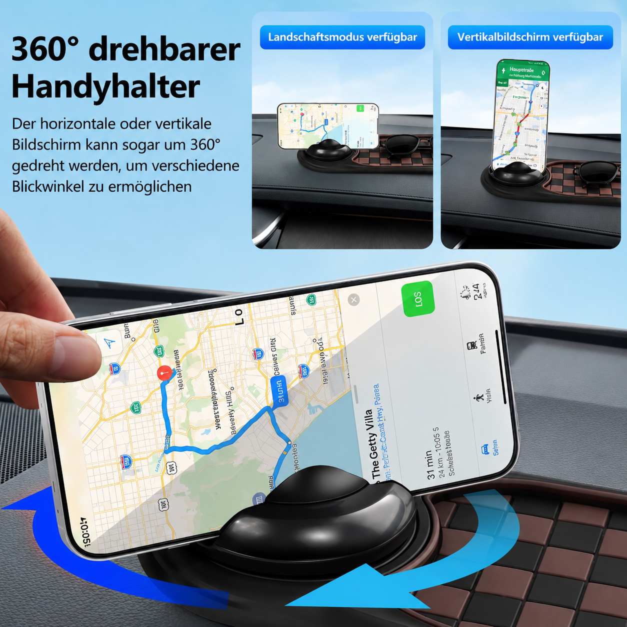 FahrGrip – 360° Handyhalterung & Anti-Rutsch-Ablage fürs Auto