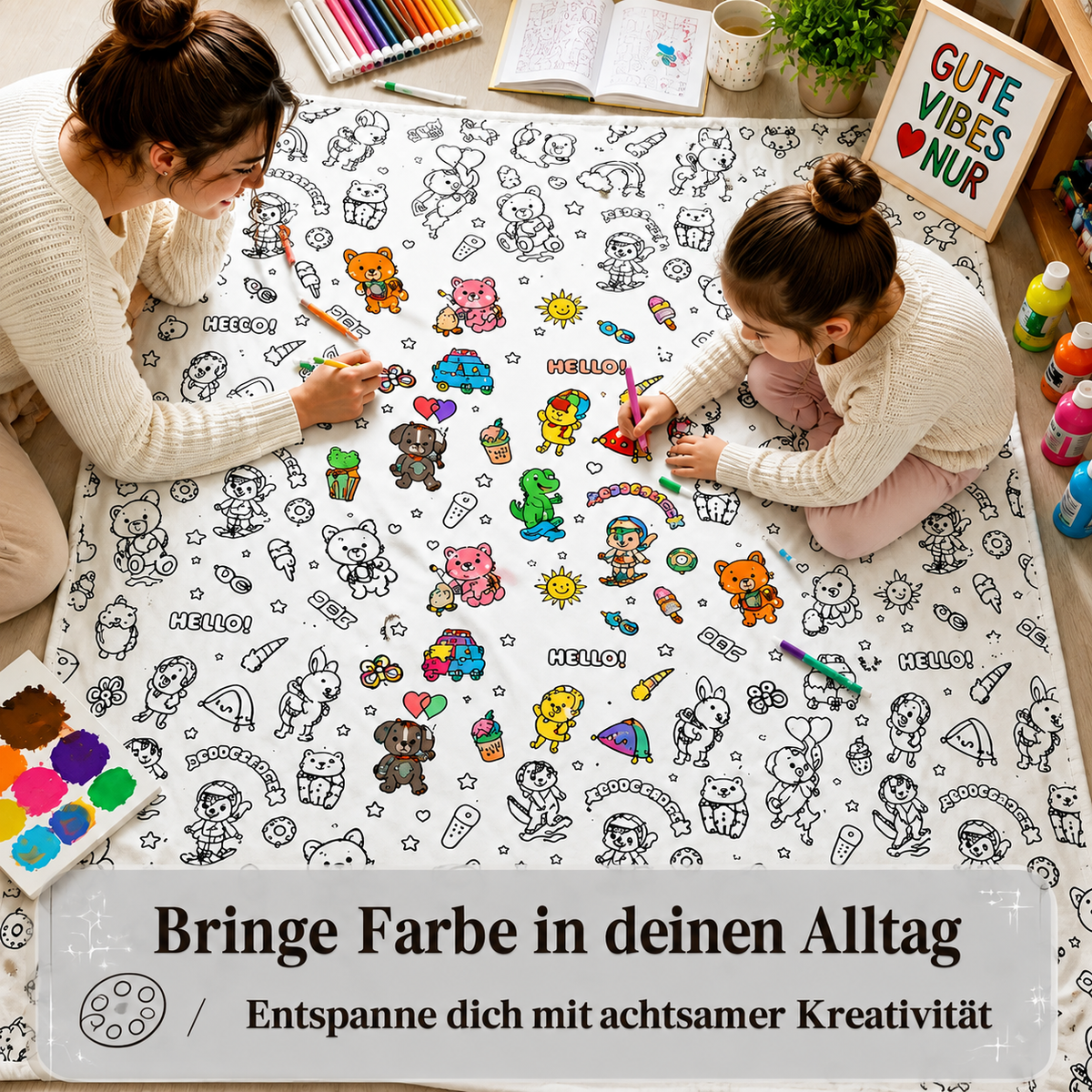DIY-Decke zum Ausmalen mit 24 Markern