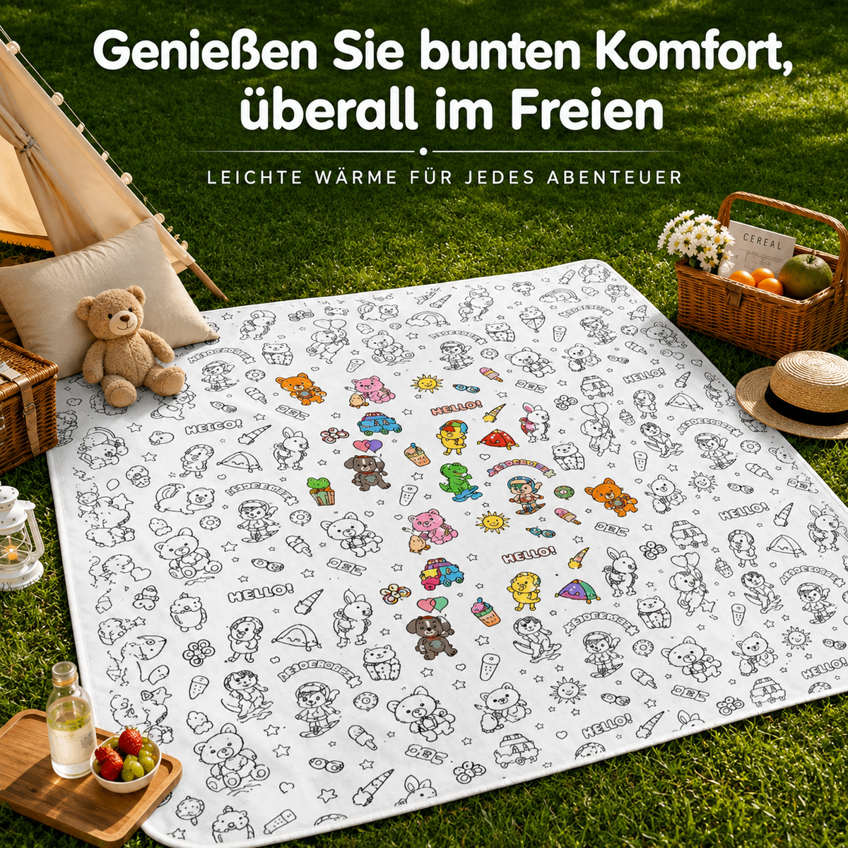 DIY-Decke zum Ausmalen mit 24 Markern
