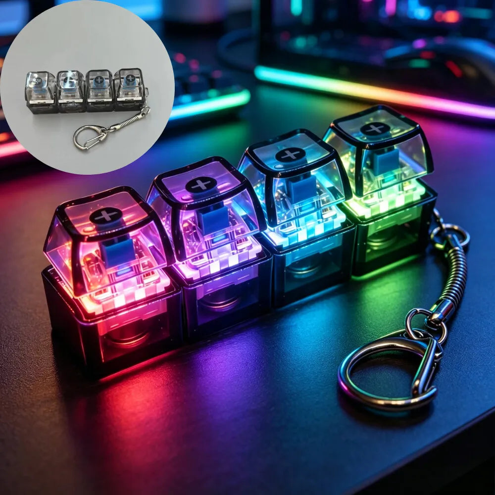 LED-Fidget-Schlüsselanhänger mit Tastenklick