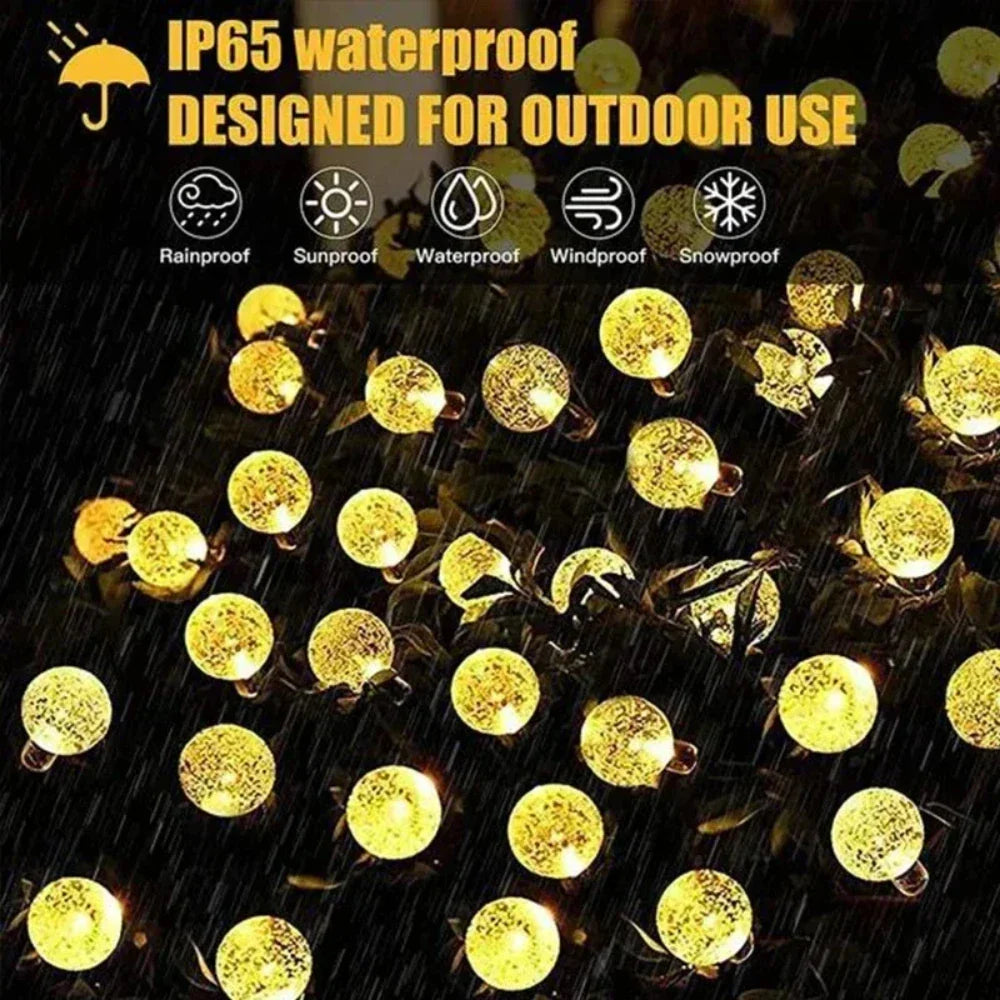 Solar LED-Lichterkette mit Kristallkugeln