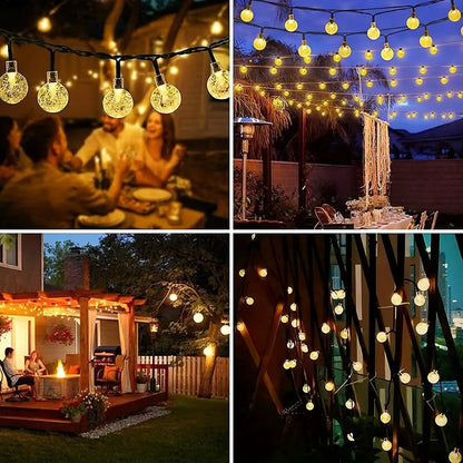 Solar LED-Lichterkette mit Kristallkugeln