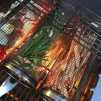 Grillkorb zum Rollen aus Edelstahl