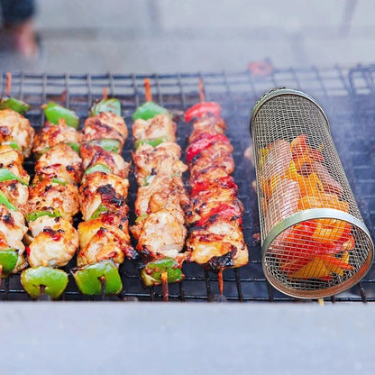 Grillkorb zum Rollen aus Edelstahl