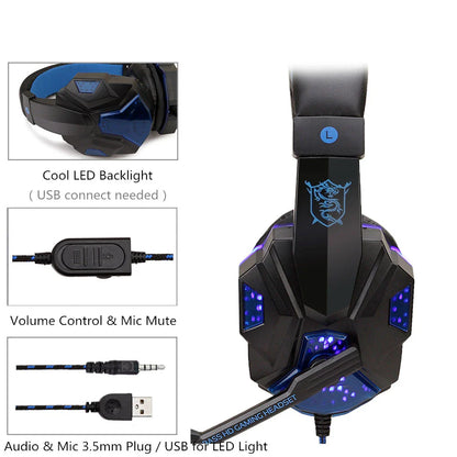 LED Gaming Headset mit Mikrofon