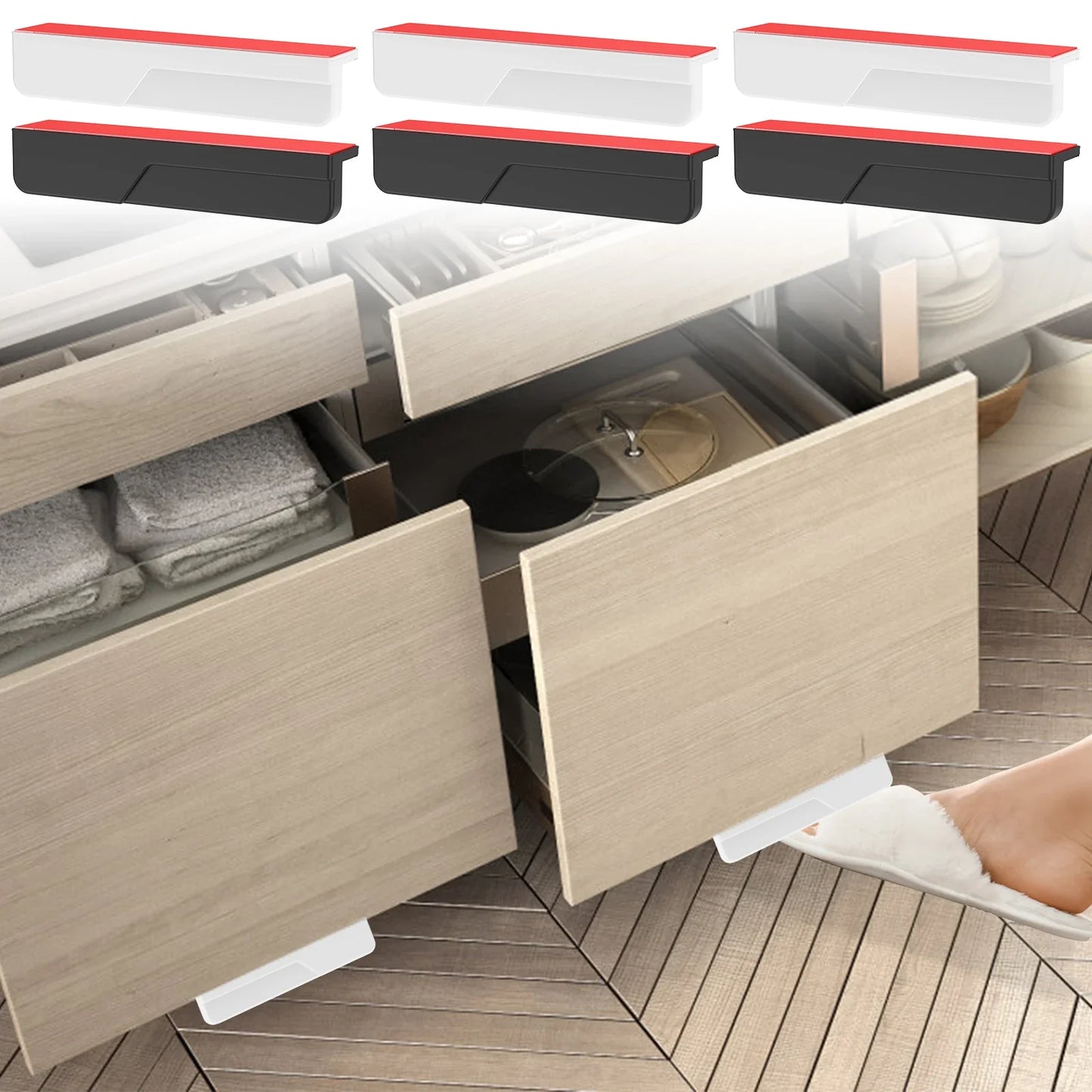 SchrittZug Freihand-Schrank-Fußgriff | Selbstklebender Öffner für Küchen- & Müllschränke