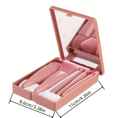 5-teiliges Reise Make-up Pinselset mit Spiegel