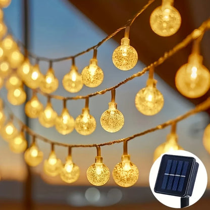 Solar LED-Lichterkette mit Kristallkugeln
