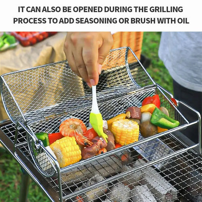 Edelstahl Rollender BBQ Grillkorb
