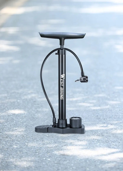 Edelstahl Fahrradpumpe mit Druckmesser