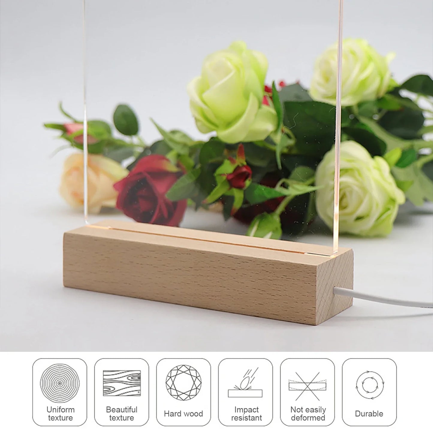 LED Holzsockel für Kristalle & Dekoration