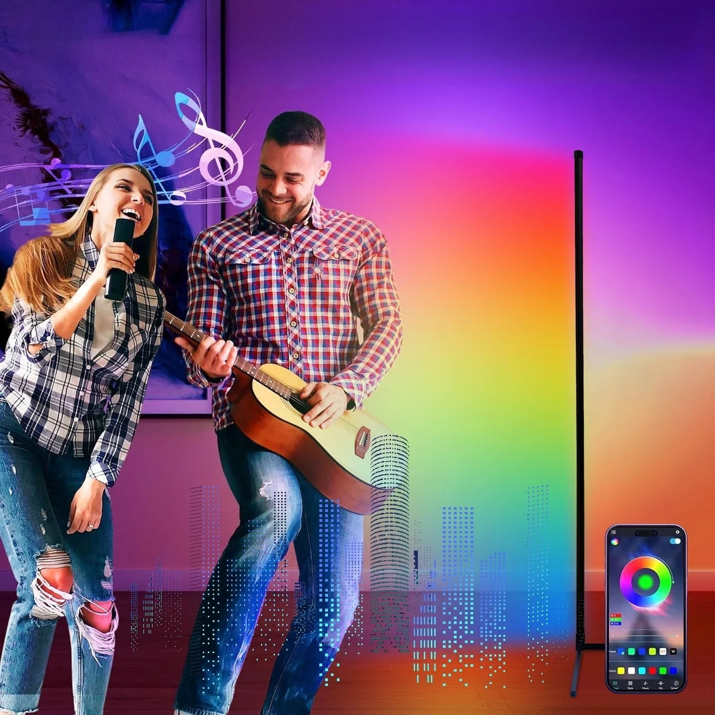 RGB LED-Eck-Stehlampe mit App-Steuerung