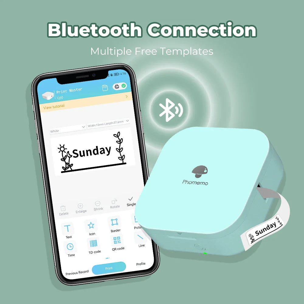 Mini Bluetooth Etikettendrucker Kabellos Tragbar