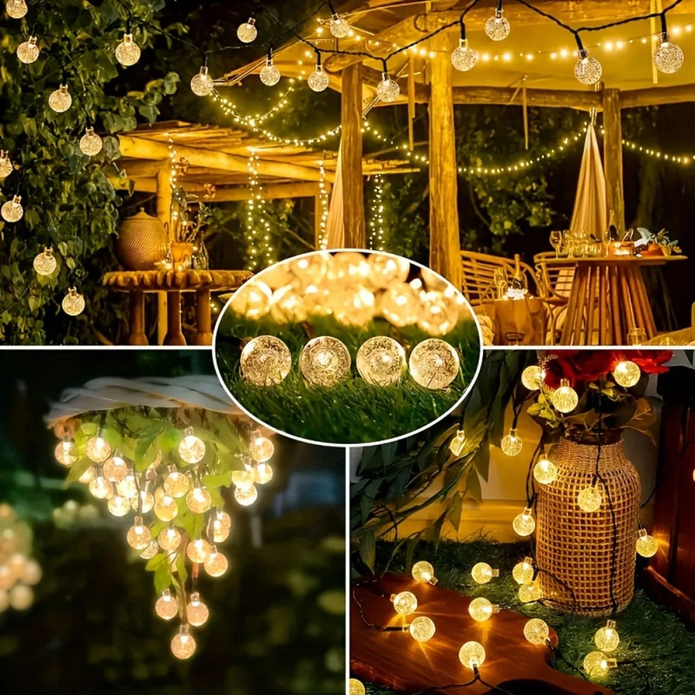 Solar LED-Lichterkette mit Kristallkugeln