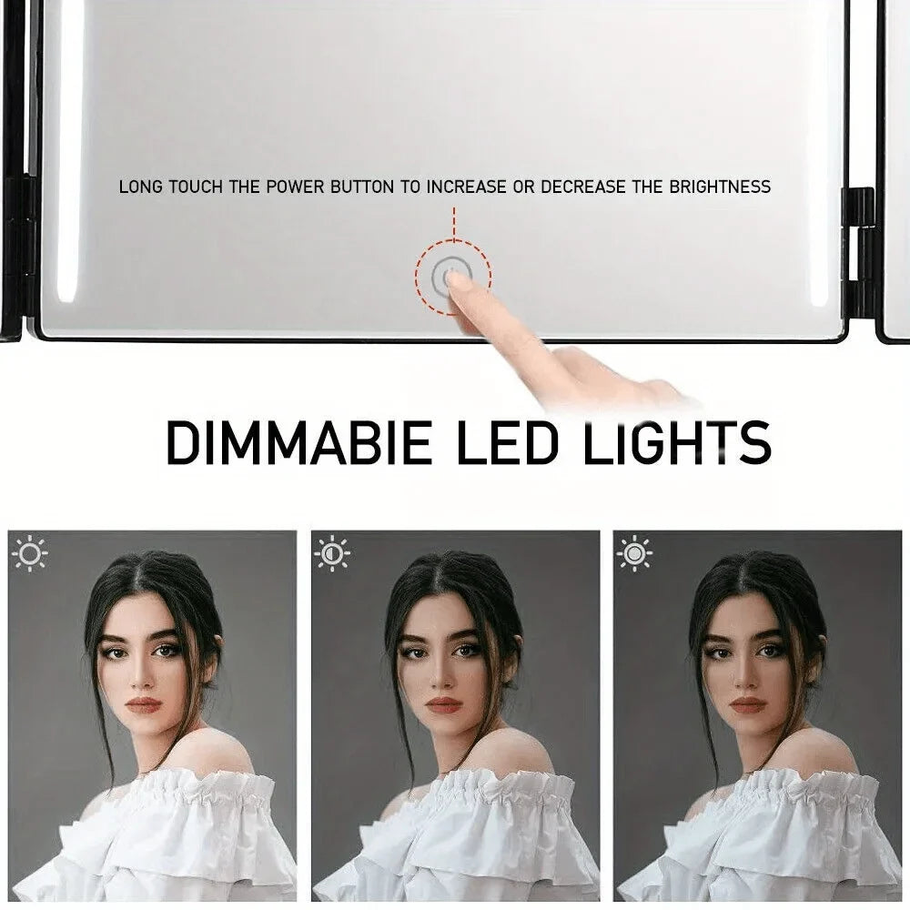 Dreiseitiger LED-Klappspiegel