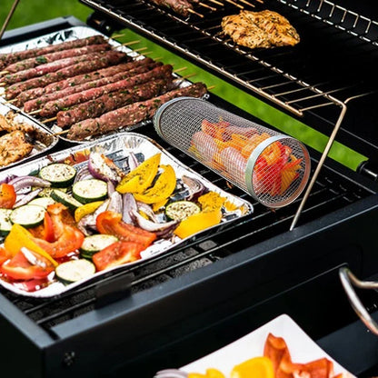 Grillkorb zum Rollen aus Edelstahl