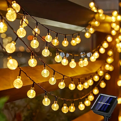 Solar LED-Lichterkette mit Kristallkugeln
