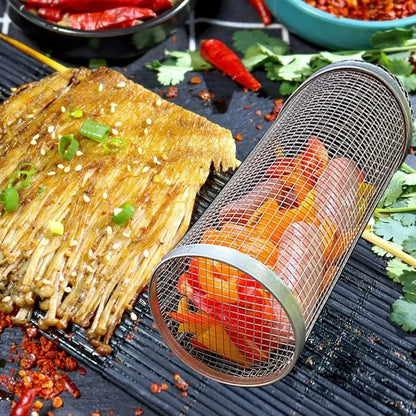Grillkorb zum Rollen aus Edelstahl