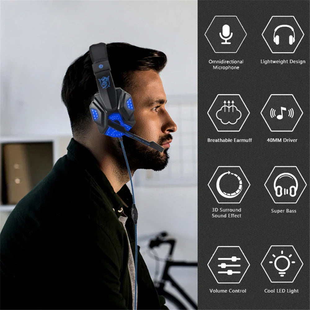 LED Gaming Headset mit Mikrofon