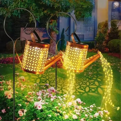 Solar Gießkannen-Laterne mit LED-Wasserfall