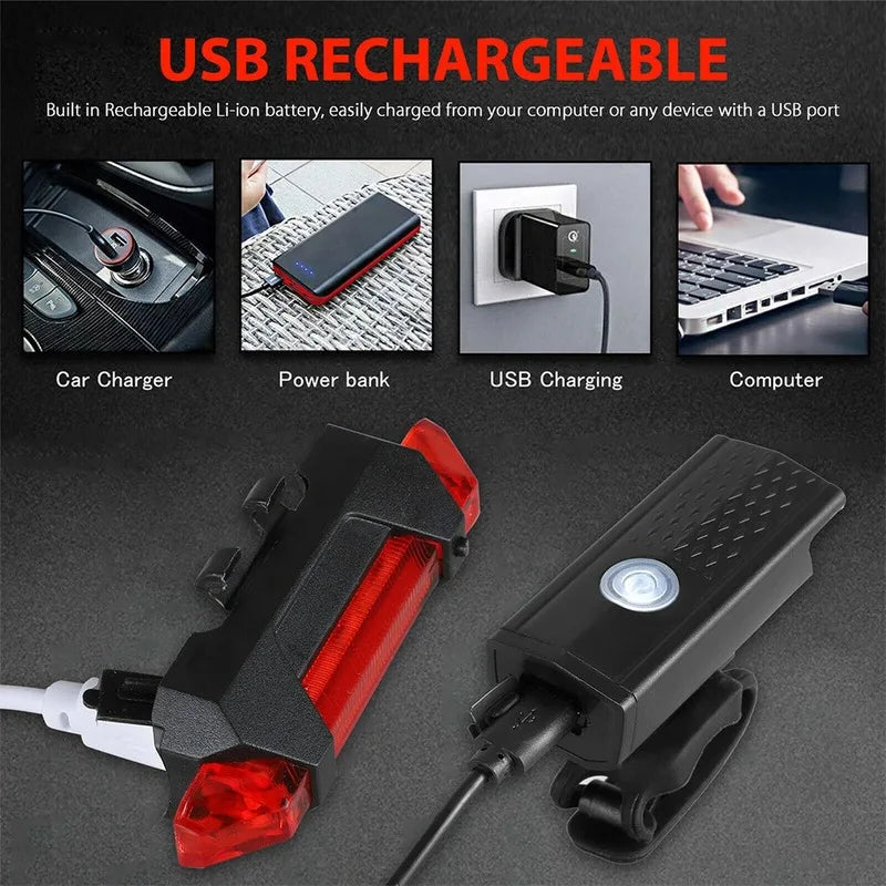 USB Fahrradlicht Set Vorder und Rücklicht