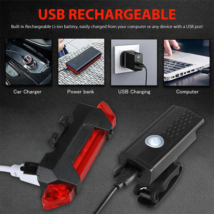 USB Fahrradlicht Set Vorder und Rücklicht