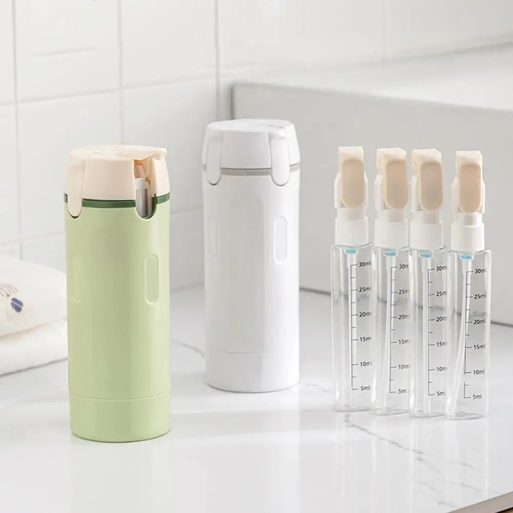 4-in-1 Reise-Nachfüllflaschen Set – Kompakter Toilettenartikel-Spender