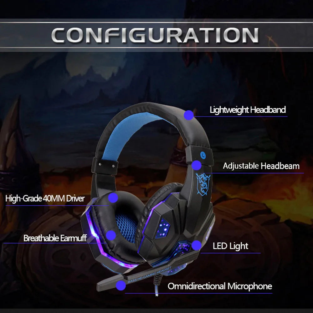 LED Gaming Headset mit Mikrofon