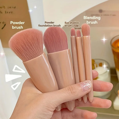 5-teiliges Reise Make-up Pinselset mit Spiegel