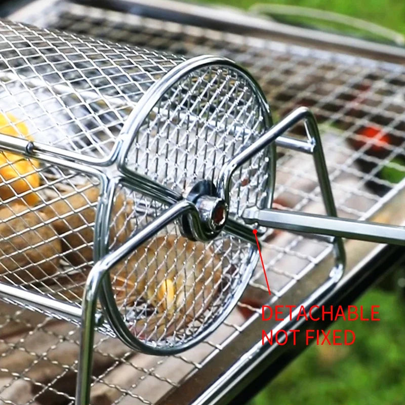 Edelstahl Rollender BBQ Grillkorb