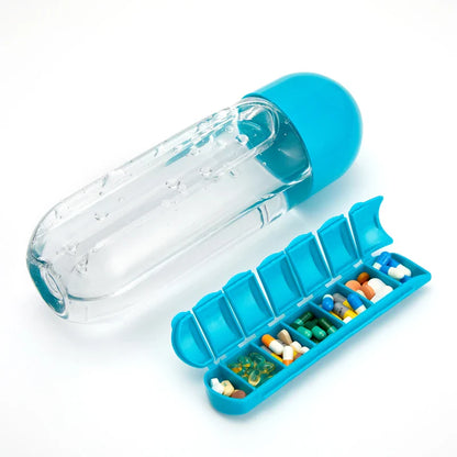 HydraDose 2-in-1 Wasserflasche mit Wochen-Pillenbox