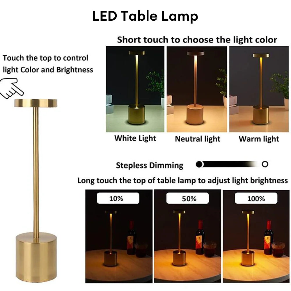 Kabellose LED-Tischlampe mit Touch-Dimmer