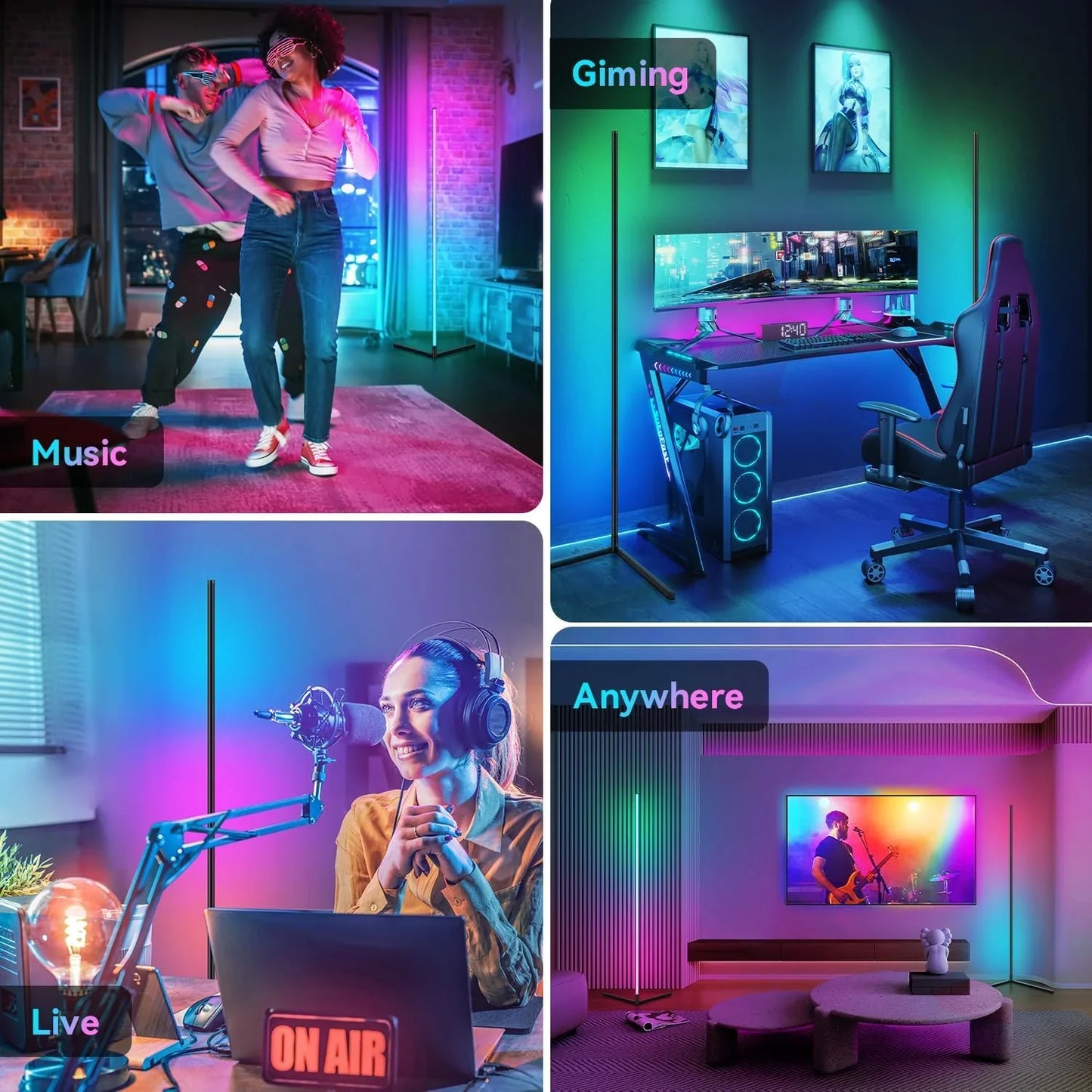 RGB LED-Eck-Stehlampe mit App-Steuerung