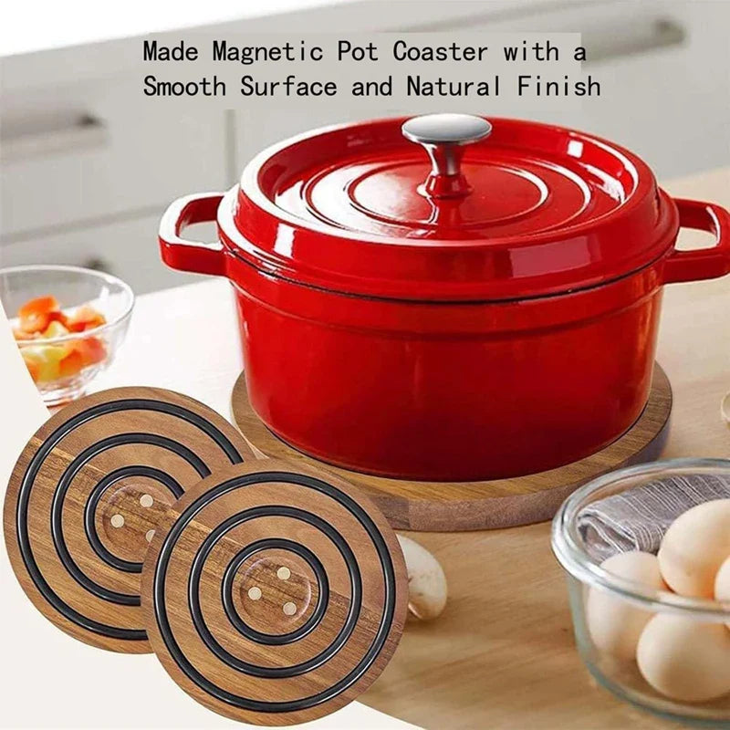 Magnetischer Topfuntersetzer aus Holz