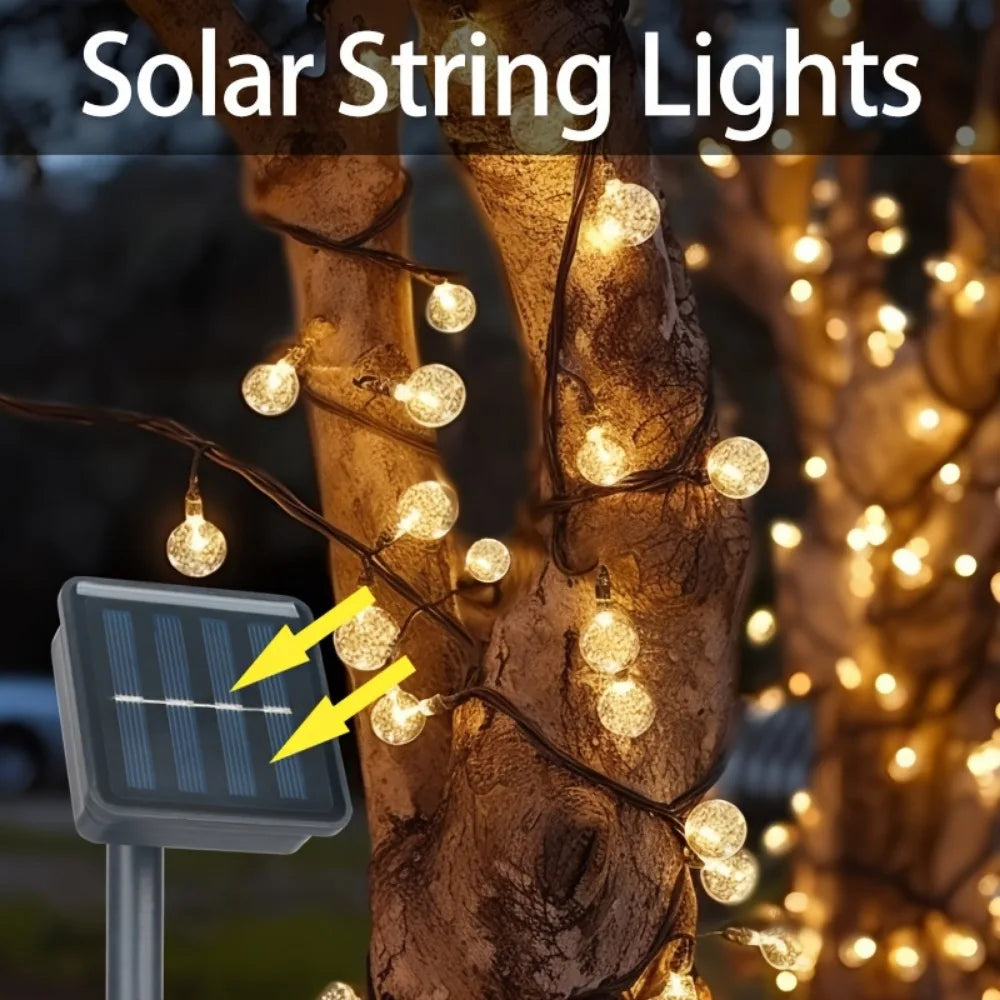 Solar LED-Lichterkette mit Kristallkugeln