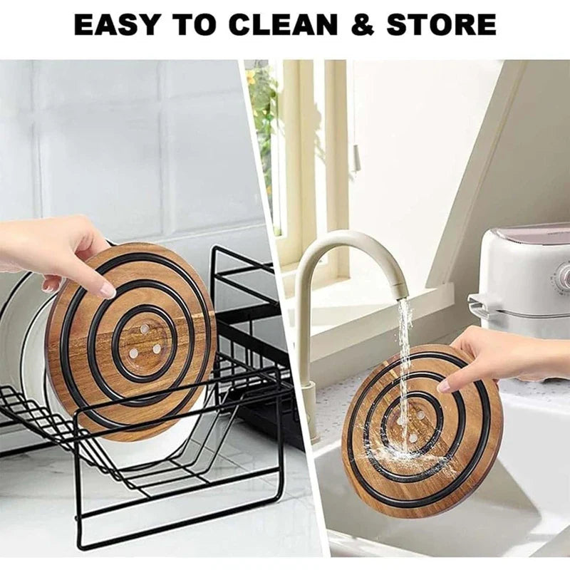 Magnetischer Topfuntersetzer aus Holz