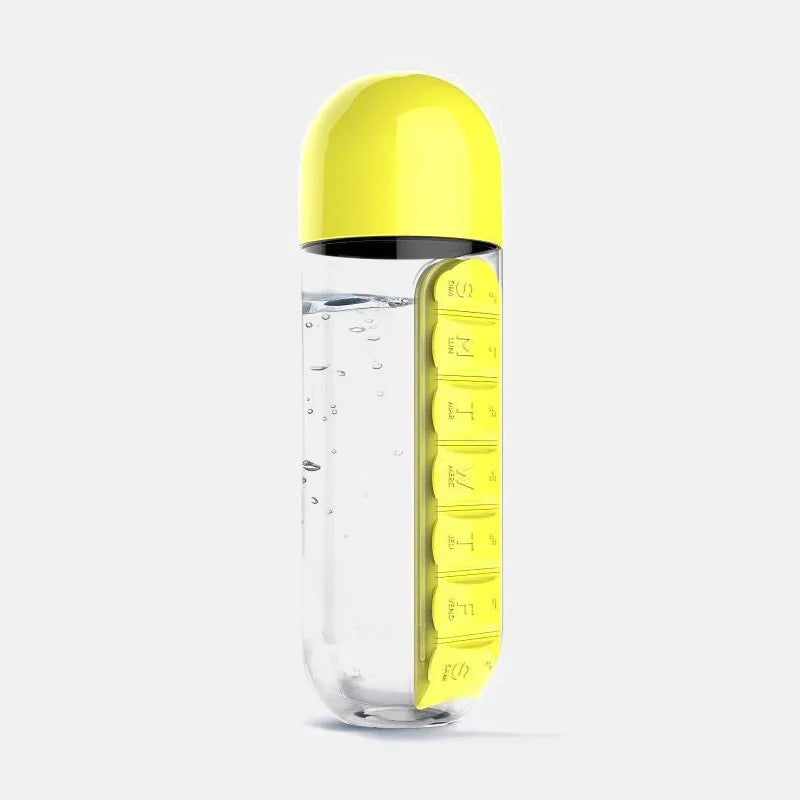 HydraDose 2-in-1 Wasserflasche mit Wochen-Pillenbox