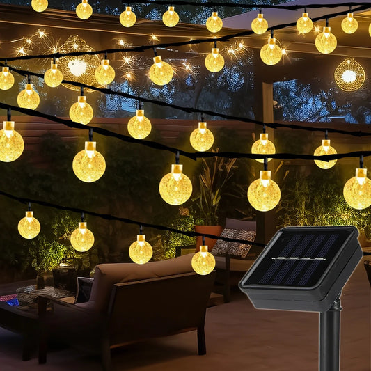 Solar LED-Lichterkette mit Kristallkugeln