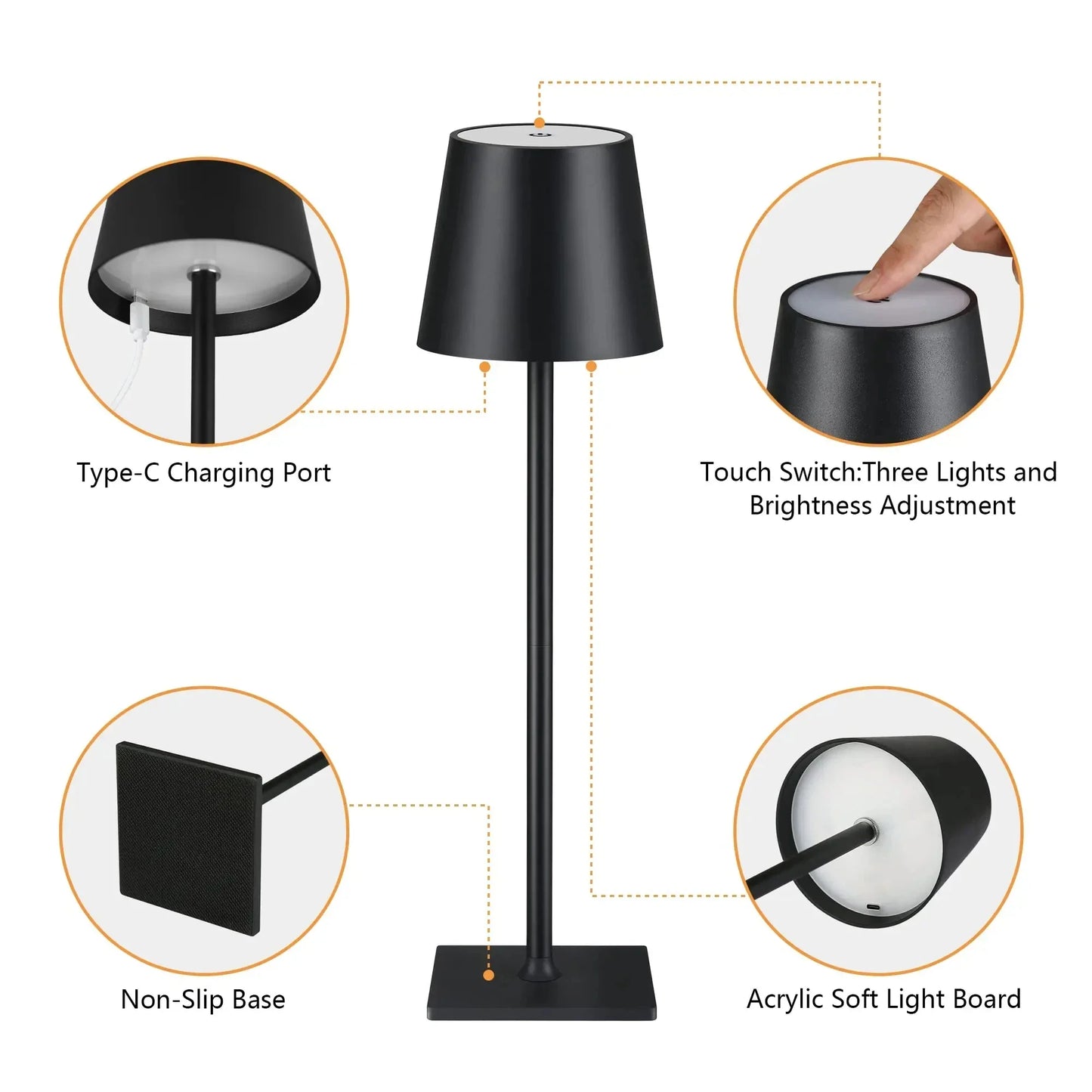 Kabellose LED-Tischlampe mit Touch-Steuerung