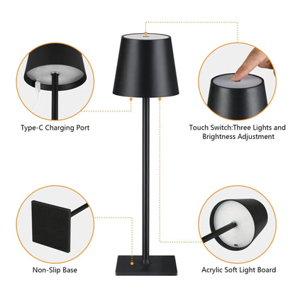 Kabellose LED-Tischlampe mit Touch-Steuerung