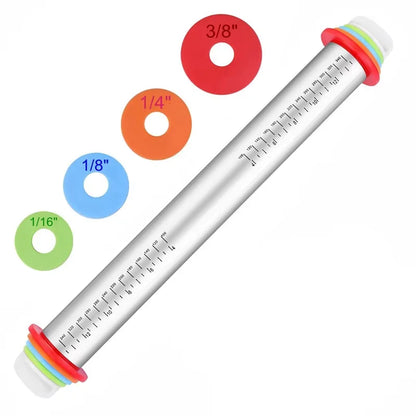 Edelstahl Nudelholz mit verstellbaren Ringen