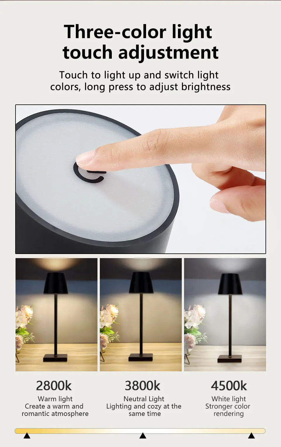 Kabellose LED-Tischlampe mit Touch-Steuerung
